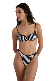 Parker Bottom - (Black and White Stripe/Black)