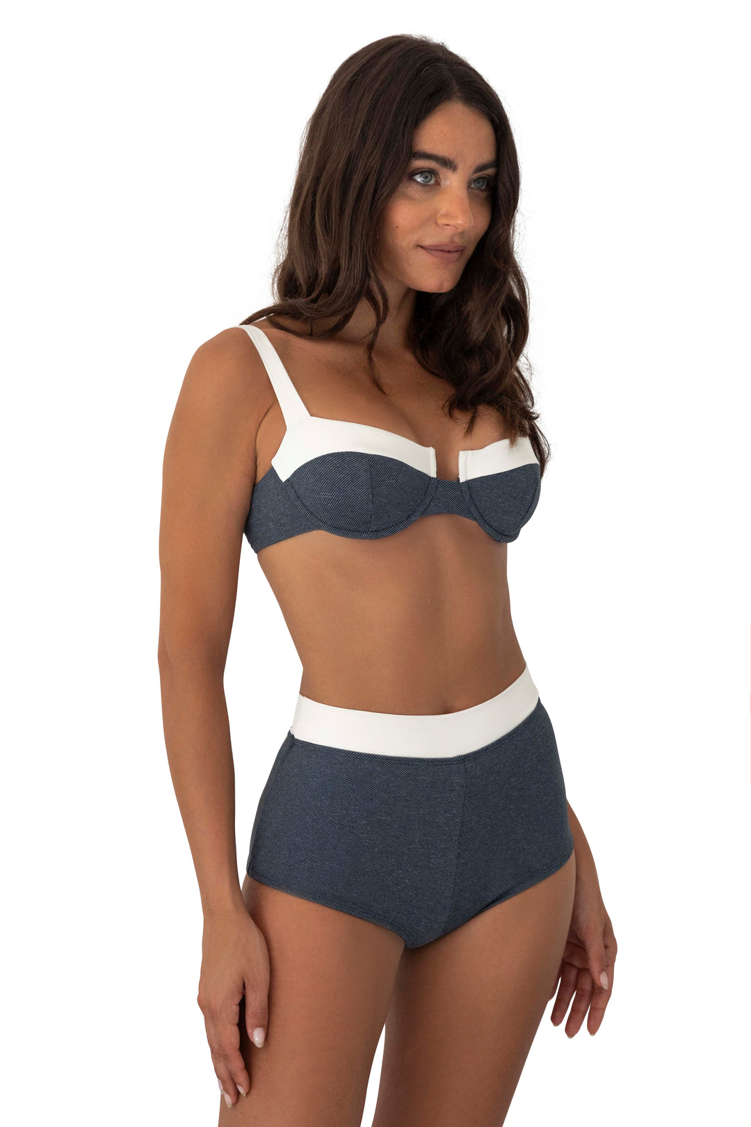 Jolene Top - (Denim/Vanilla)