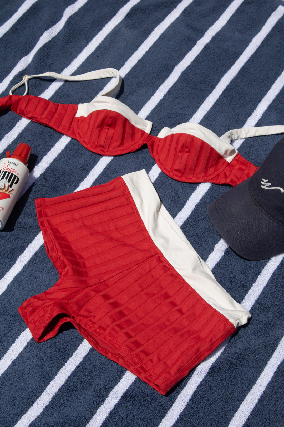 Jolene Top - (Wide Rib Rouge/Creme)