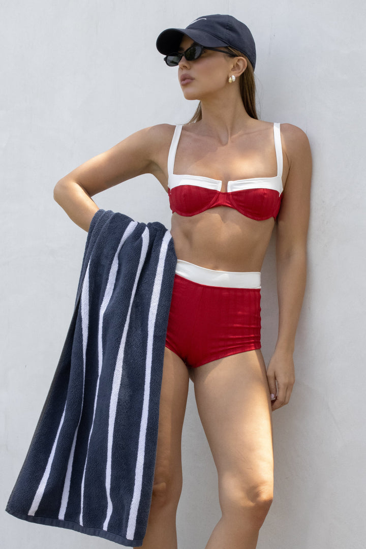 Jolene Top - (Wide Rib Rouge/Creme)