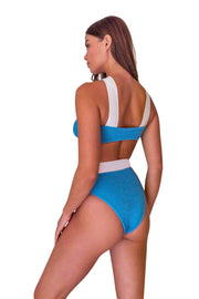 Coco Top - (Electric Blue Scrunch/Denim)